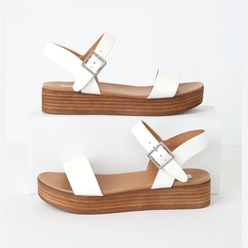 steve madden aida white sandals